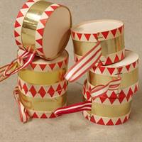 guld trommer pap papir julestads julepynt